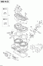 01- ,  ,   (593 Ho) (01- Cylinder, Exhaust Manifold, Reed Valve (593 Ho))