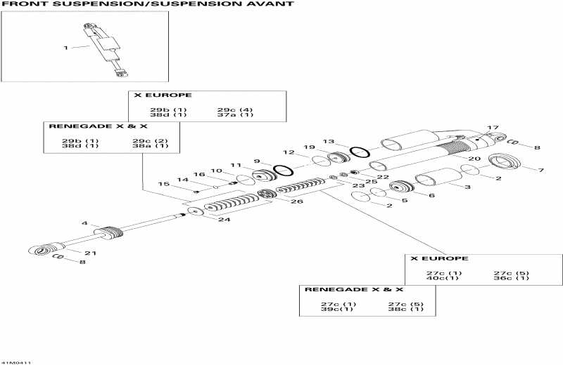 snowmobile ski-doo  MX Z 600 HO SDI, 2004 - Front Take Apart Shocks