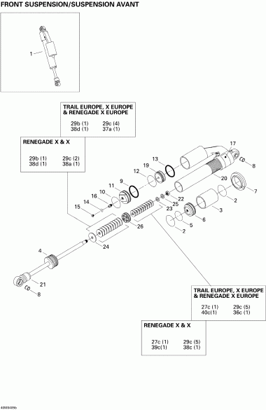  BRP SkiDoo MX Z 800 HO Adrenaline/X, 2004 - Front Take Apart Shocks