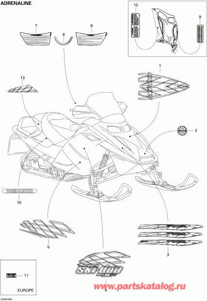  SKIDOO MX Z 800 HO Adrenaline/X, 2004 - Decals (adrenaline)