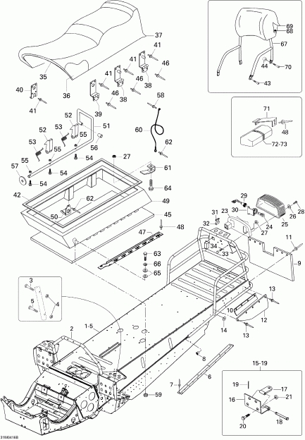 snowmobile Skidoo ����������� Skandic WT/SWT 550F , 2004 - Frame And Seat (2 Up)