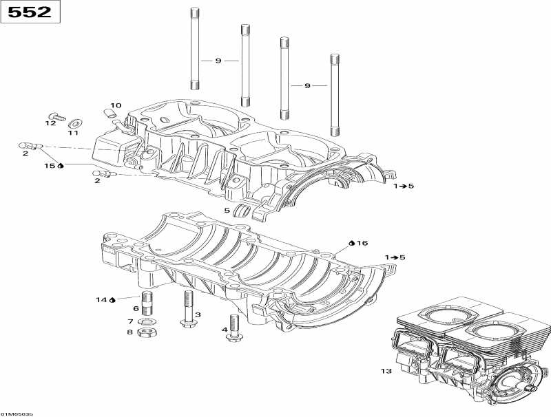  Skidoo GTX 550F, 2005  - Crankcase (552)