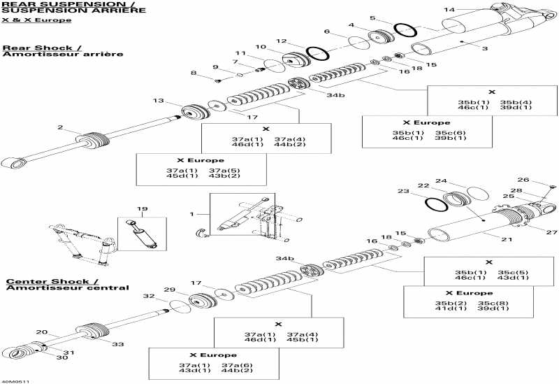   MX Z 600 HO SDI Adrenaline & X, 2005 - Take Apart Shock, Rear X
