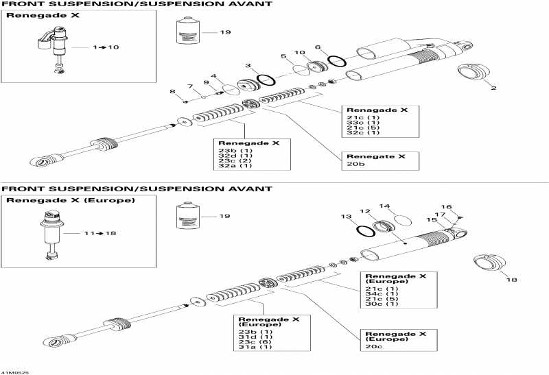  ski-doo MX Z 600 HO SDI Renegade & Renegade X, 2005  - Take Apart Shock, Front