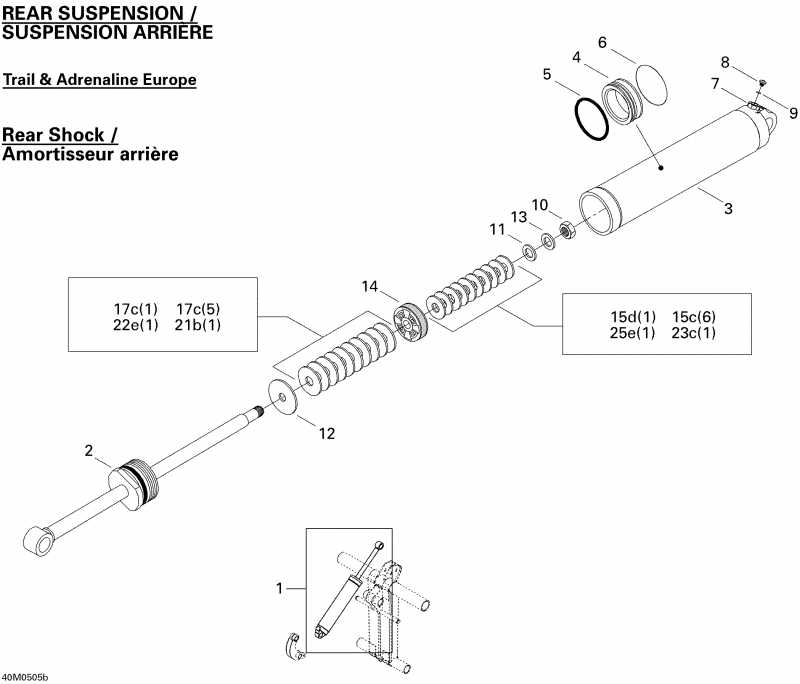 Skidoo MX Z 600 HO Trail & Adrenaline & X, 2005 - Take Apart Shock, Rear Trail, Adrenaline Europe