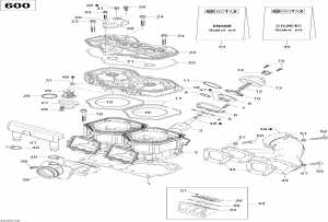 01- ,      600 (01- Cylinder, Exhaust Manifold And Reed Valve 600)