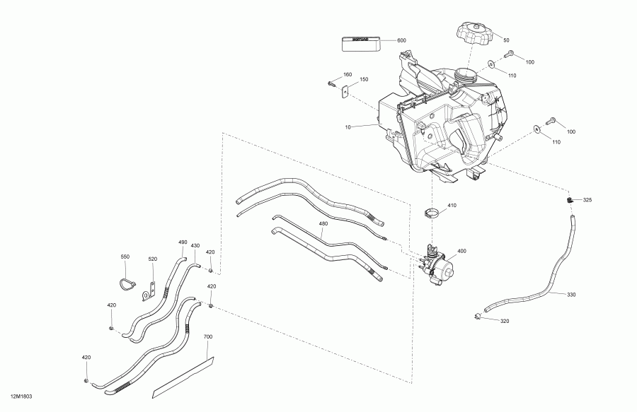snowmobile Skidoo - Oil System  600 Ho E-tec, 800r E-tec Except Tundra