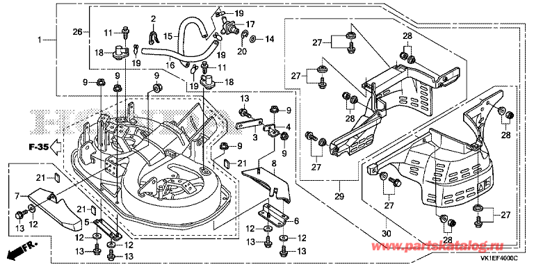HONDA HF 2315 K2 HME: -  F-40 Крышка ремня / 1 (F-40 Cover Ремня (1 Косилка Honda HF 2315 K2 HME: -  F-40 Крышка ремня