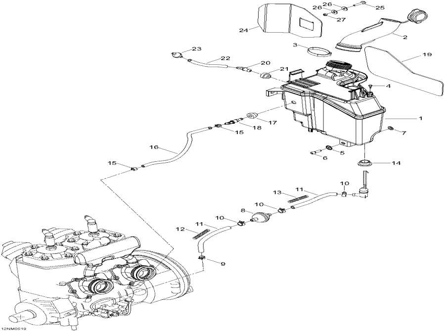 Snow mobile   - Oil Tank And Support -    Sport