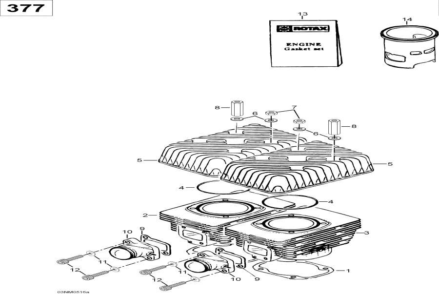 Snowmobile Lynx  - Cylinder And Cylinder Head, 377,    , 377