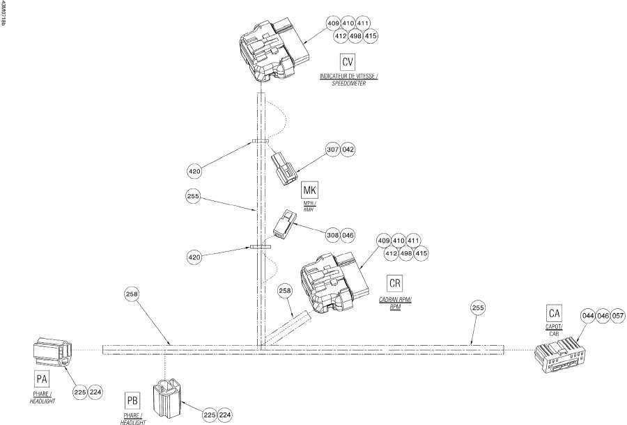 Snowmobile lynx  - Electrical Harness Hood