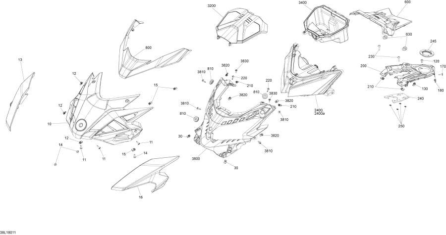 Snowmobiles Lynx  - Hood Front Part Boondocker Engine 850 E-tec - Package Re - Hood Front Part Boondocker  850 E-tec - Package Re