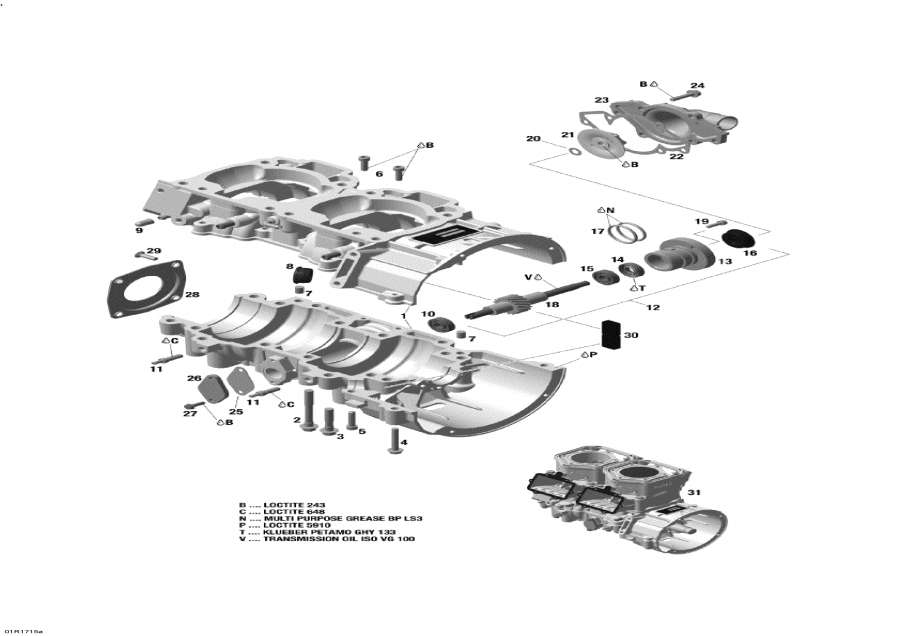 Snowmobile   - Crankcase And Water Pump - 600 E-tec